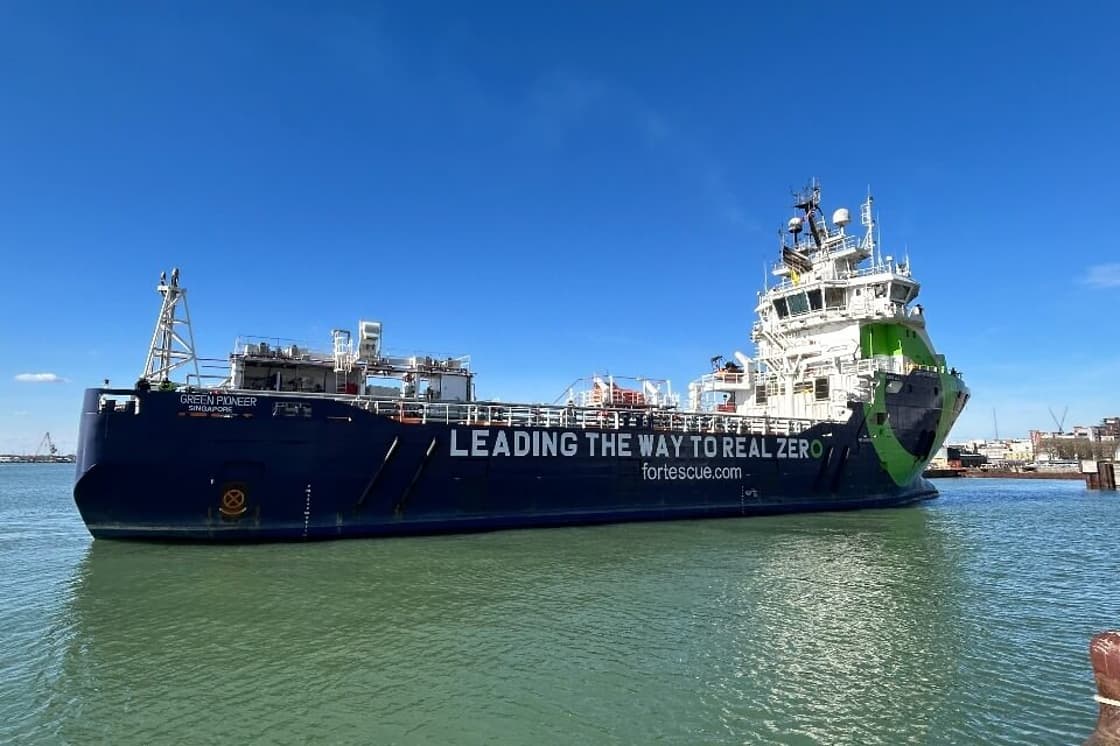 Fortescue’s dual-fuelled ammonia-powered vessel arrives in UK for inspections