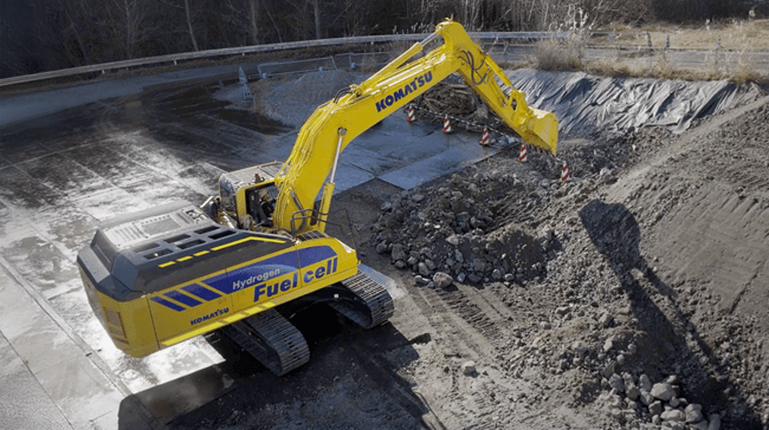Komatsu tests hydrogen fuel cell excavator in Japan