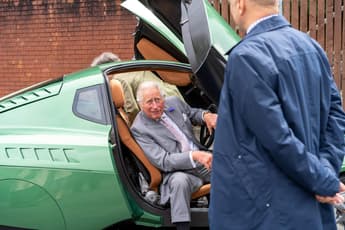 Prince of Wales behind the wheel of a hydrogen car
