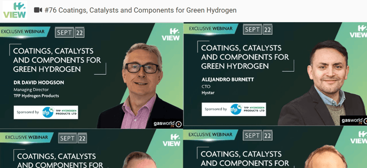 Webinar: Coatings, catalysts and components key to hydrogen scale up