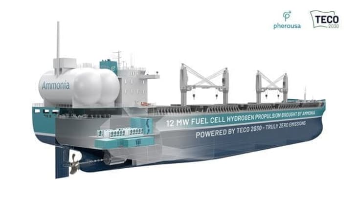 Plans for deep-sea vessels with fuel cell and ammonia cracking tech revealed