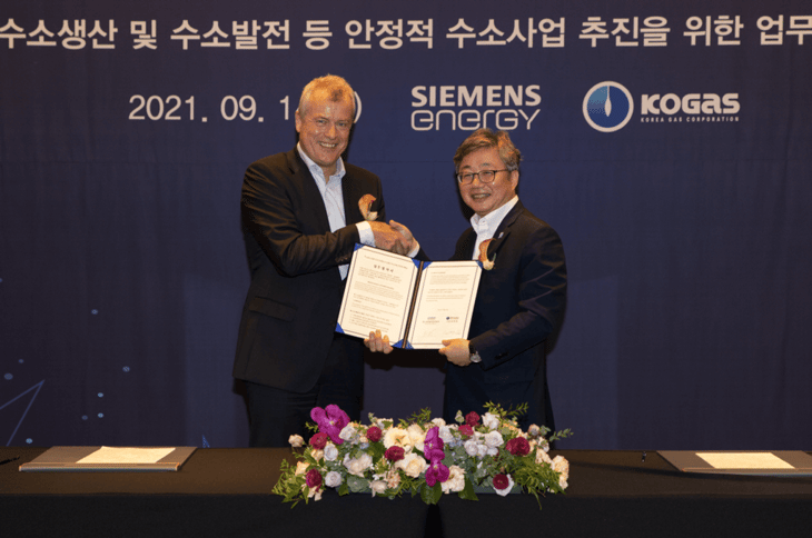 New Siemens Energy, KOGAS deal to explore producing green hydrogen in South Korea