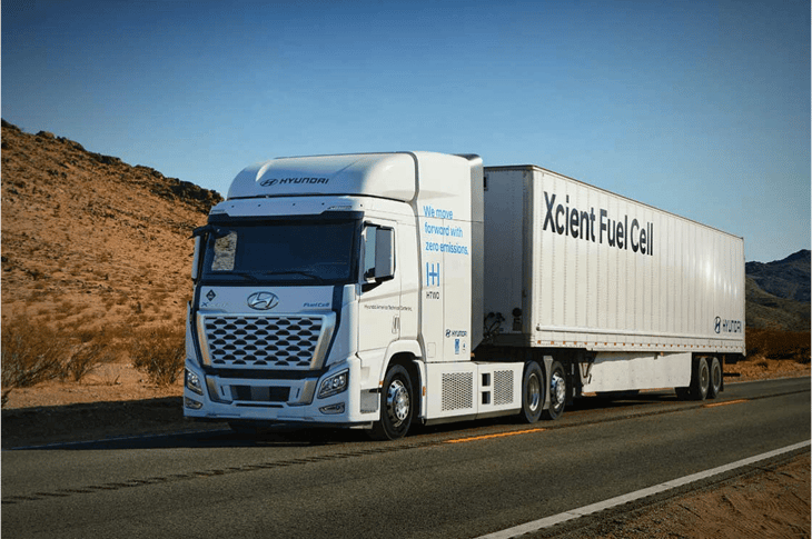 Hydrogen-powered trucks for the delivery of hydrogen fuel – Hyundai to put XCIENT trucks on roads of California