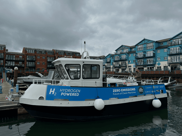 Exeter port trials hydrogen-electric workboat MV Dirac