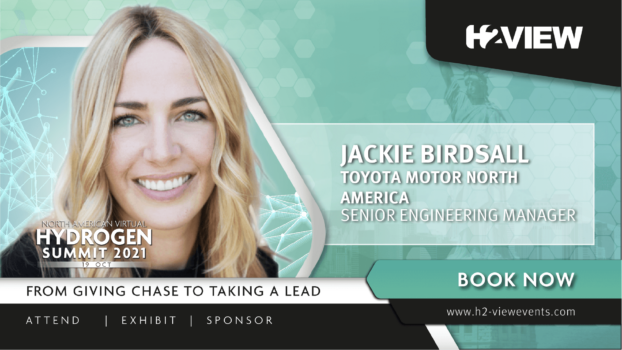 Toyota has improved its fuel cell production capability by tenfold, Jackie Birdsall tells H2 View North American Virtual Hydrogen Summit